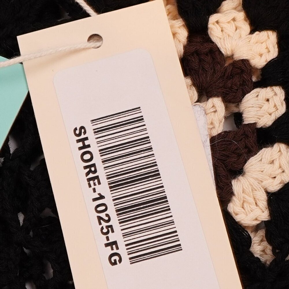 Shore Brand Crochet Mini Dress Coverup Black Brown Cream - Size Small - NWT - Picture 6 of 9